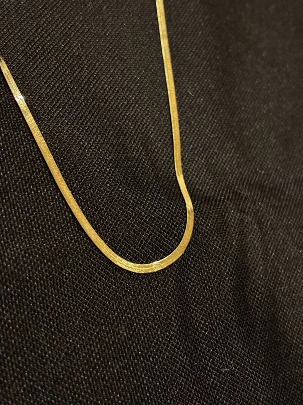 14K Solid Yellow Gold Thin Herringbone Necklace 3.2mm (16